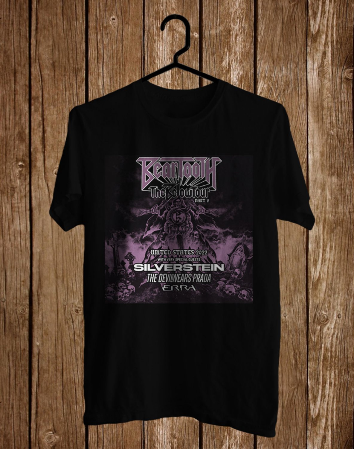 BEARTOOTH THE BELOW PART 2 TOUR 2022 FRONT SIDE BLACK TEE SHIRT V01
