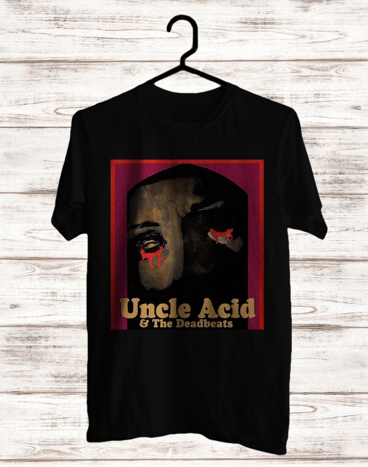 UNCLE ACID AND THE DEADBEATS FRONT SIDE BLACK TEE SHIRT V01