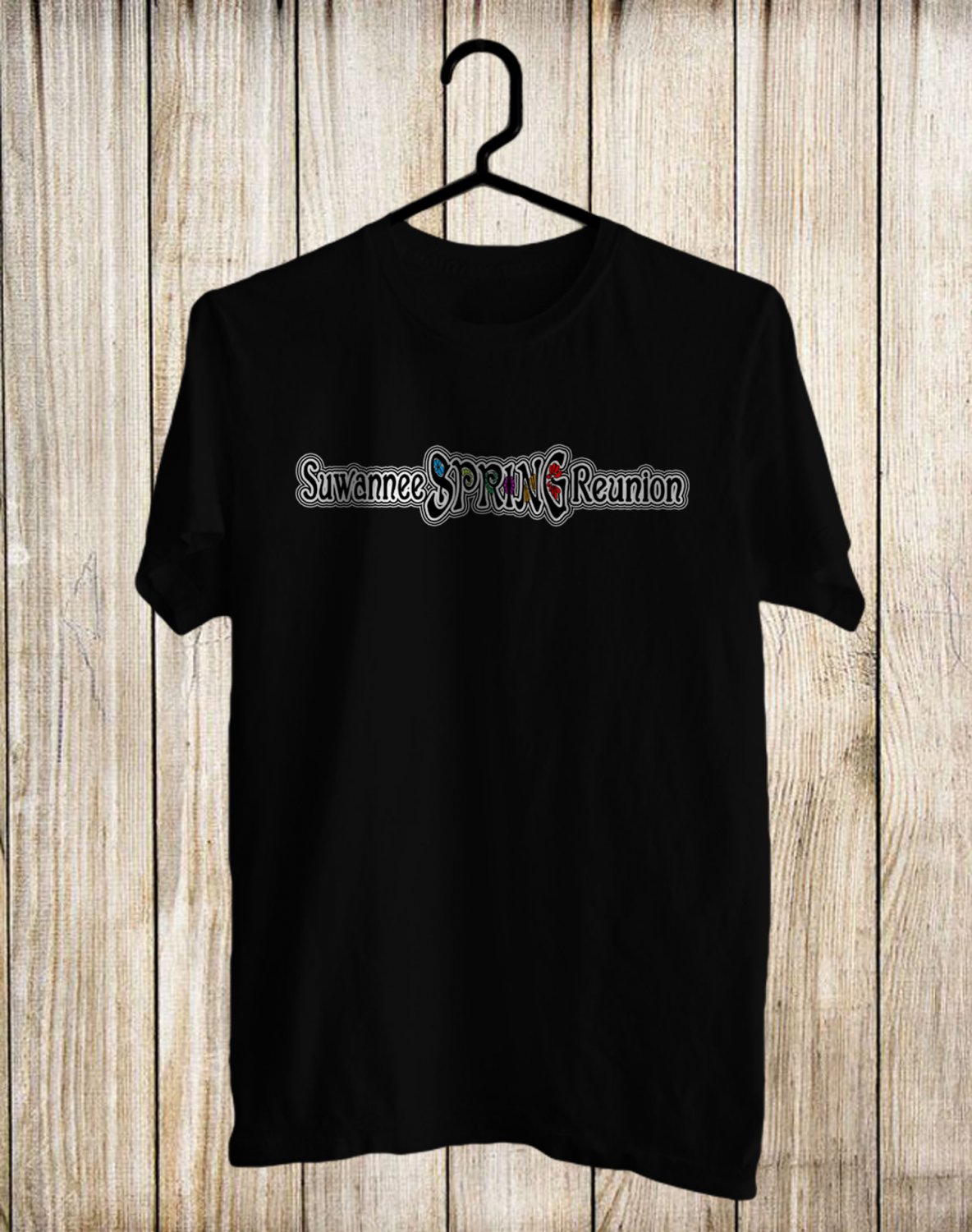 SUWANNEE SPRING REUNION FESTIVAL LOGO FRONT SIDE BLACK TEE SHIRT V01