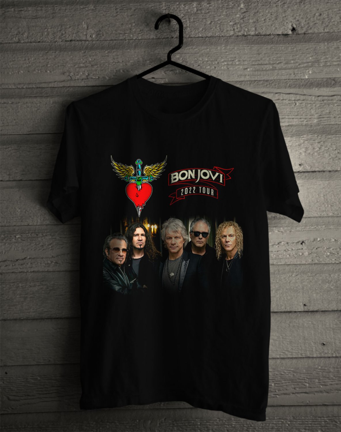 BON JOVI SPRING TOUR 2022 FRONT SIDE BLACK TEE SHIRT V03