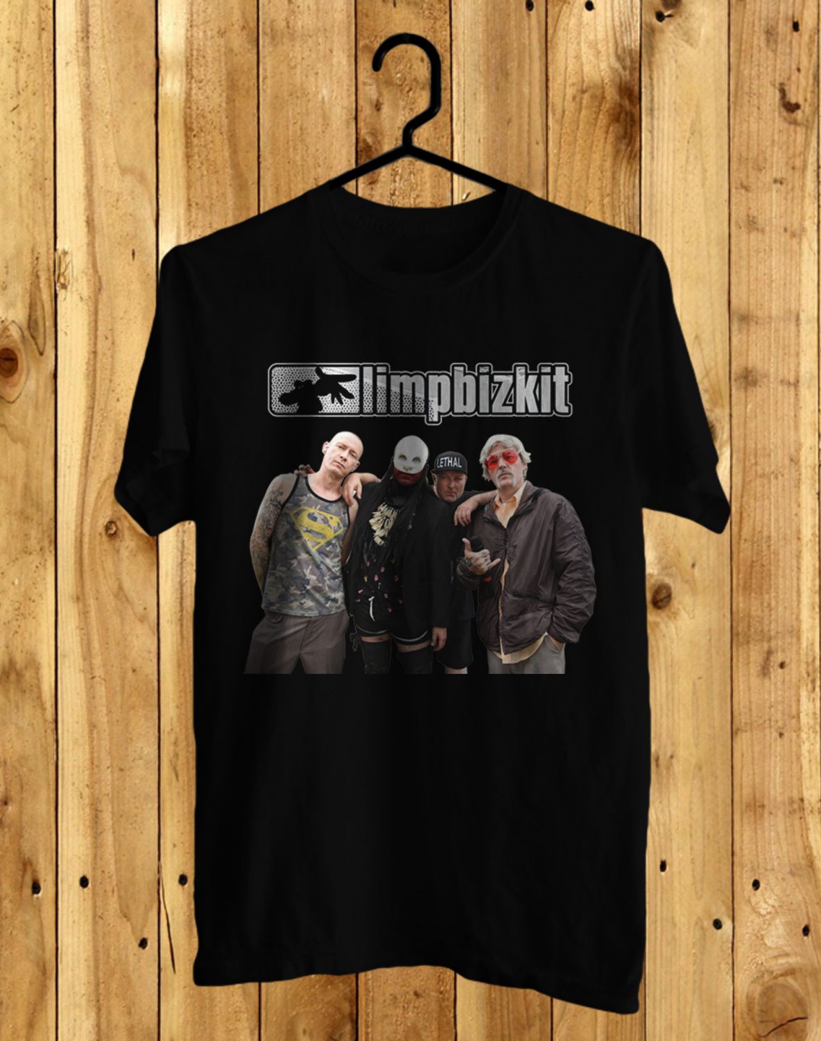 LIMP BIZKIT MEMBERS FRONT SIDE BLACK TEE SHIRT V01