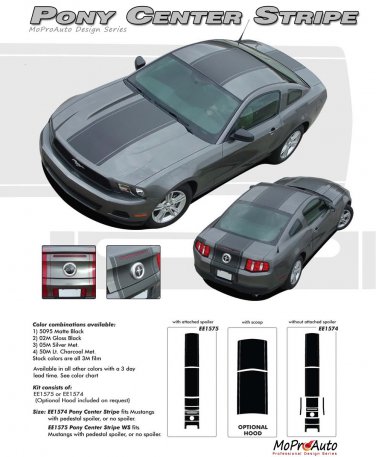Ford Mustang 2010 2011 2012 "PONY CENTER STRIPE" Racing and Rally Stripes Kit