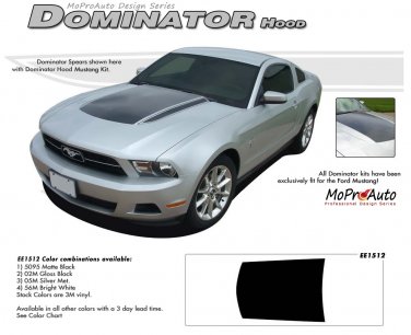 Ford Mustang 2010 2011 2012 "DOMINATOR HOOD" Hood Decal Graphic and Stripes Kit