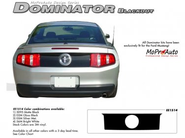 Ford Mustang 2010 2011 2012 "DOMINATOR BLACKOUT" Rear Trunk Decal Graphic and Stripes Kit