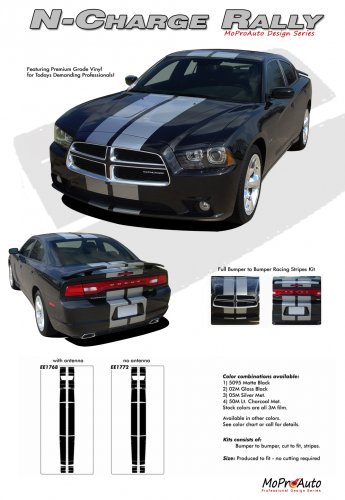 N-CHARGE RALLY : Vinyl Racing Stripes Graphics Kit for 2011 2012 2013 2014 Dodge Charger