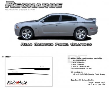 RECHARGE QUARTER PANELS : Rear Decals Graphics Kit for 2011 2012 2013 2014 Dodge Charger