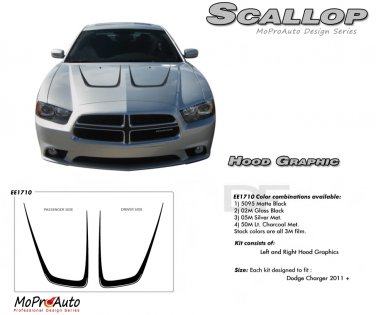 RECHARGE SCALLOP HOOD : Hood Decals Graphics Kit for 2011 2012 2013 2014 Dodge Charger