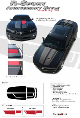 ANNIVERSARY R-SPORT : 2010 2011 2012 2013 2014 Chevy Camaro "45th" Anniversary Style Racing Stripes