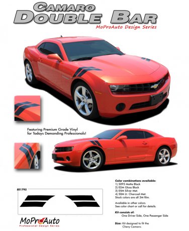 DOUBLE BAR : 2010 2011 2012 2013 2014 Chevy Camaro "LeMans" Style Hood Stripes