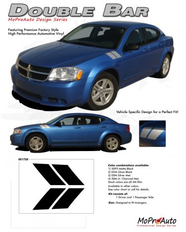 AVENGED DOUBLE BAR : Hash Style Vinyl Graphics Kit for 2008 2009 2010 2011 2012 2013 Dodge Avenger