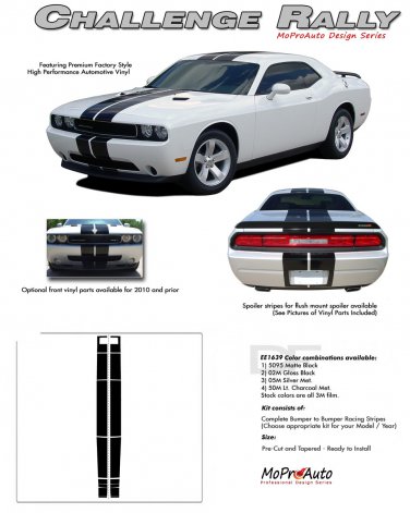 RALLY : Vinyl Graphics Racing Stripes Kit 2008 2009 2010 2011 2012 2013 Dodge Challenger