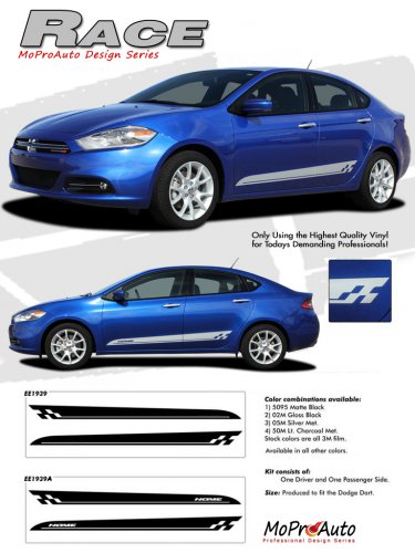 2013-2014 RACE : Lower Rocker Vinyl Stripes for Dodge Dart