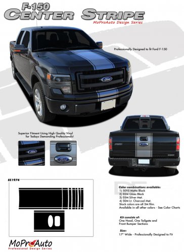 CENTER STRIPE : Ford F-150 Racing Stripes Vinyl Graphics Decals 2009 2010 2011 2012 2013 Models