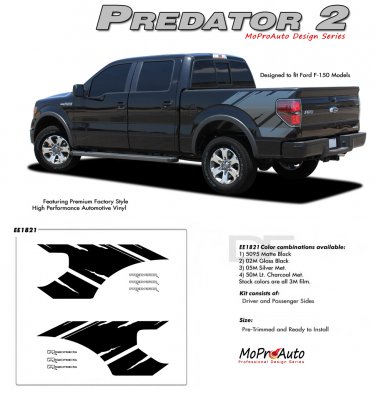 PREDATOR 2 : Ford F-150 "Raptor" Style Vinyl Graphics Decals Kit 2009 2010 2011 2012 2013 Models