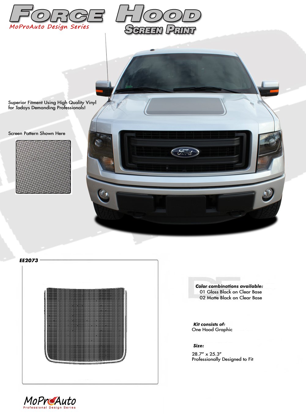 FORCE HOOD (Screen Print) Ford F150 Hood Vinyl Graphic Kit for 2009