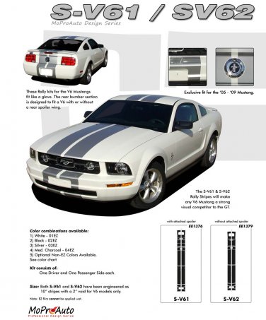 Mustang WILDSTANG S-V61 : Vinyl Racing Stripe Kit for 2005-2009 Ford Mustang V6