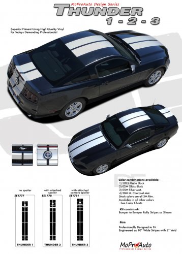 THUNDER : 2013-2014 Ford Mustang Racing and Rally Stripes Vinyl Graphics Kit