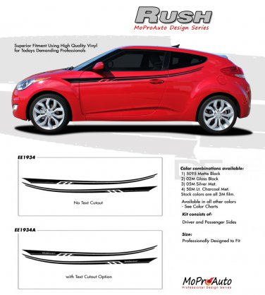 RUSH : Vinyl Graphics Kit Engineered to fit the 2011 2012 2013 Hyundai Veloster