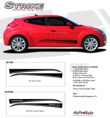 STRIKE : Vinyl Graphics Kit Engineered to fit the 2011 2012 2013 Hyundai Veloster