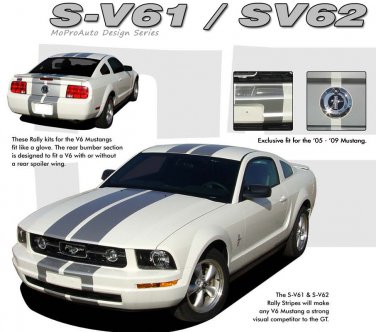 SV-6 Complete 10" Racing Rally Stripes Decals Graphics fits 2005-2009 Mustang V6