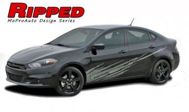 2013-2016 Dodge Dart RIPPED Low Side Door Splash 3M Vinyl Stripes Decal Graphics