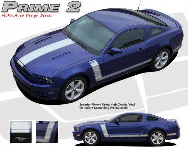 Retro Boss 302 Style Center Hood Side Graphics Decal Stripes 2013-2014 Mustang