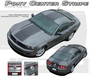 Pony Wide Middle Center Hood-Rear Bumper Stripe Decal Graphic 2010-2012 Mustang