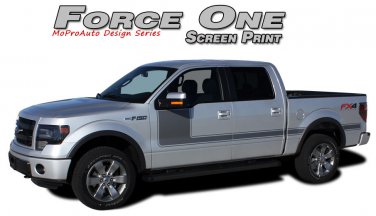 Force One Screen Print Side Hockey Decals Stripes Graphics 2008-2014 Ford F-150