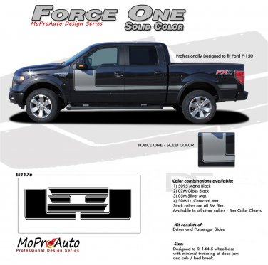 2009 F-150 FORCE ONE Solid Color Side Hockey Decals Stripes Vinyl Graphics 45A