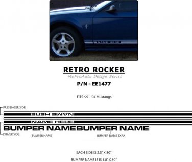 Retro Rocker Panel Bumper Inserts Vinyl Stripe Decals Graphics 1999-2004 Mustang