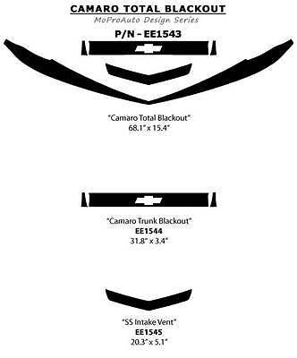 Blackouts SS RS LS Decal Stripe Graphic Front Rear Emblem 2010-2013 Chevy Camaro