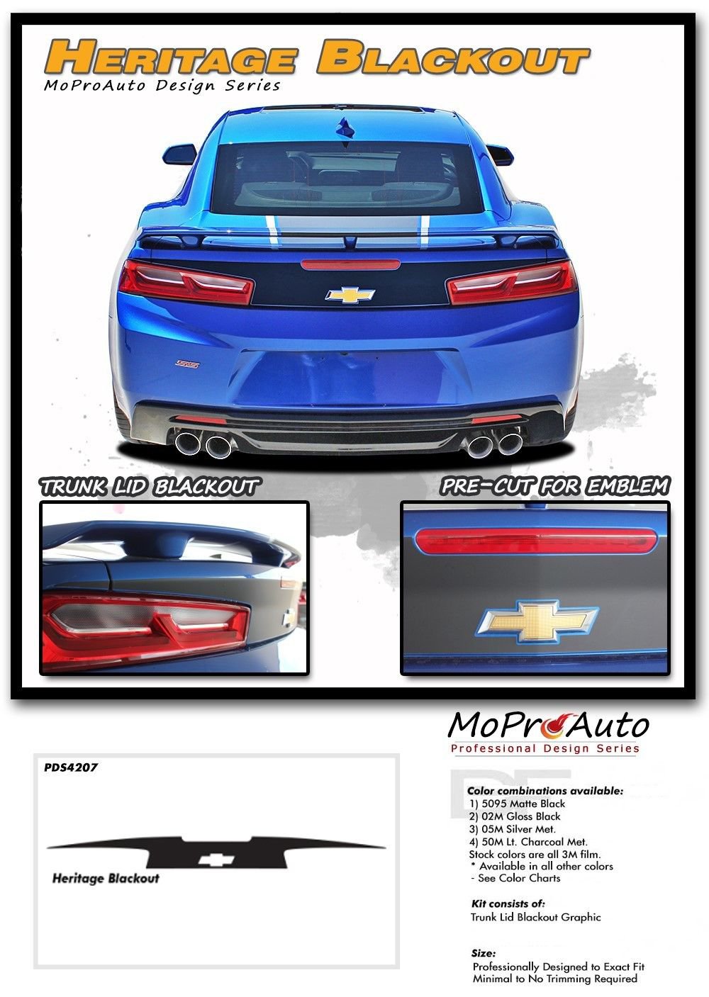 2016 2017 2018 Camaro Rear Trunk Deck Lid BLACKOUT Decal Vinyl Graphic