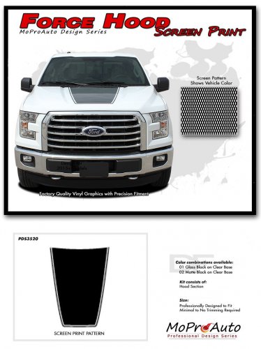 2015-2016 Ford F-150 Screen Printed FORCE HOOD Decals Stripes 3M Vinyl Graphics