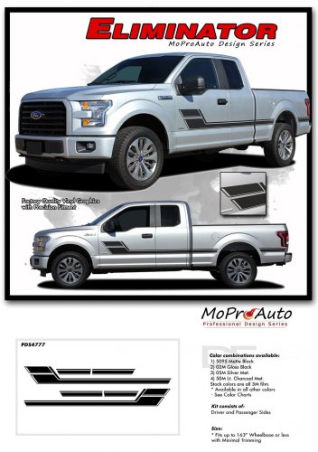 2015-2018 Ford Truck ELIMINATOR Stripes Vinyl Graphics Decals | 3M Pro PDS4777