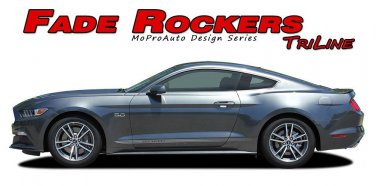 FADE TRILINE Rocker Door Stripe Vinyl Graphic Decal 2015 2016 2017 Ford Mustang