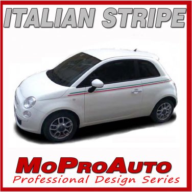 2015 Side Vinyl Stripes - Fiat 500 SE ITALIAN RED GREEN 3M Decals Graphics 124