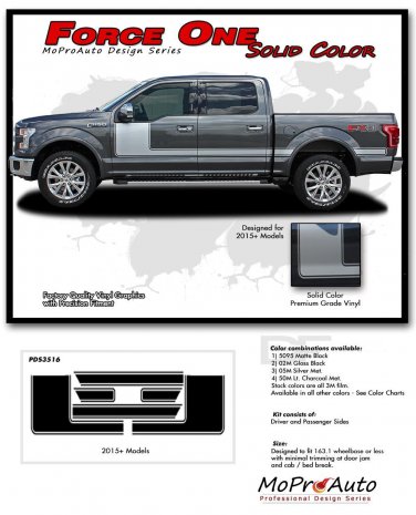 2015-2018 Ford F-150 Truck FORCE 1 SOLID Stripe Decals 3M Vinyl Graphics PD3516