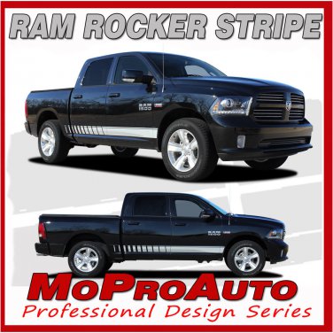 Dodge Ram Lower 2011 Rocker Panel Vinyl Graphics Decals / 3M Pro Stripes T15