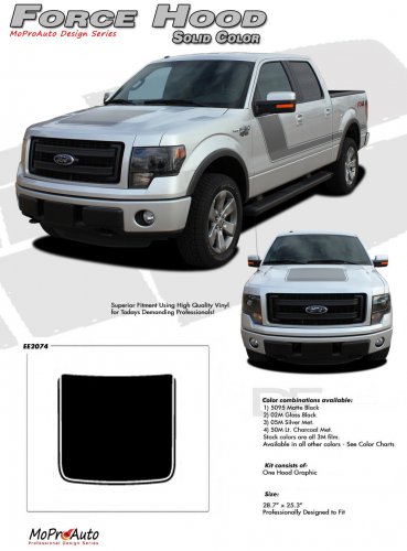 Ford 2013 F-150 FORCE Hood Solid Color Decals Stripes / 3M Vinyl Graphics - J22