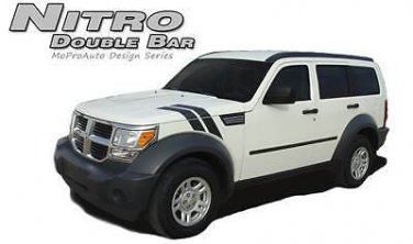 Double Bar Hash Hood Fender Vinyl Graphic Decal Stripe for 2007-2011 Dodge Nitro