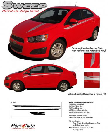 Sweep Lower Rocker Panel Hood Graphics Decals Stripes fits 2012-2016 Chevy Sonic