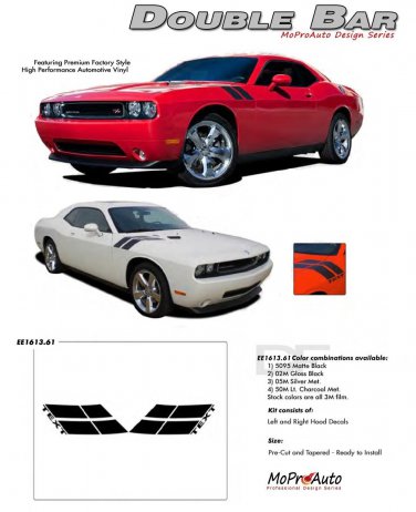 Hood Fender Side Decals DOUBLE BAR Vinyl Graphic for 2008-2014 Dodge Challenger
