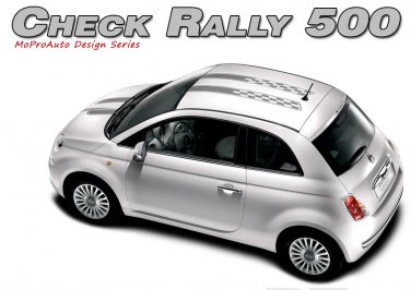 Checkered Rally Hood Roof Racing Stripes Vinyl Graphic Decal 2011-2016 Fiat 500
