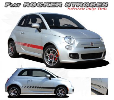 Lower Rocker Panel Strobes Rally Stripes Vinyl Graphic Decal 2011-2016 Fiat 500