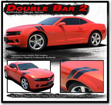DOUBLE BAR 2 Chevy Camaro 2015 Hood Hash Lemans Stripe Decal 3M Vinyl Graphic LS