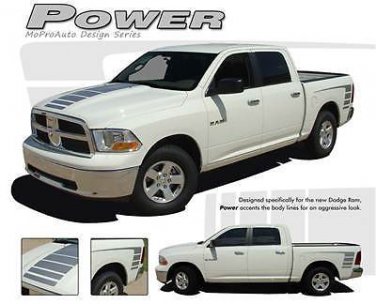 Power Strobe Hood Bed Side Vinyl Graphics Decal Stripes for 2009-2018 Dodge Ram