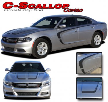 2015-2018 C-SCALLOP Dodge Charger Pro 3M Vinyl Graphics Hood Side Decals Stripes