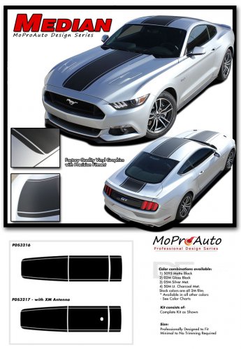 2015 2016 2017 Ford Mustang GT V6 MEDIAN Decals Stripe 3M Pro Vinyl PDS3216