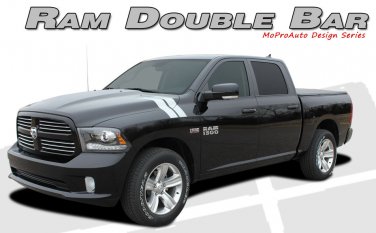Double Bar Hood Fender Hash Mark Stripes Graphic Decals fits 2009-2018 Dodge Ram