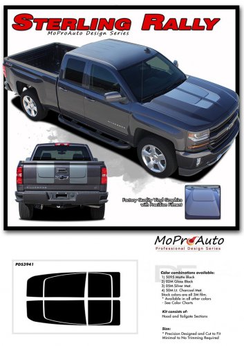 2016-2017 Chevy Silverado 1500 Pickup CHASE RALLY Decals 3M Pro SE Stripe PD3941